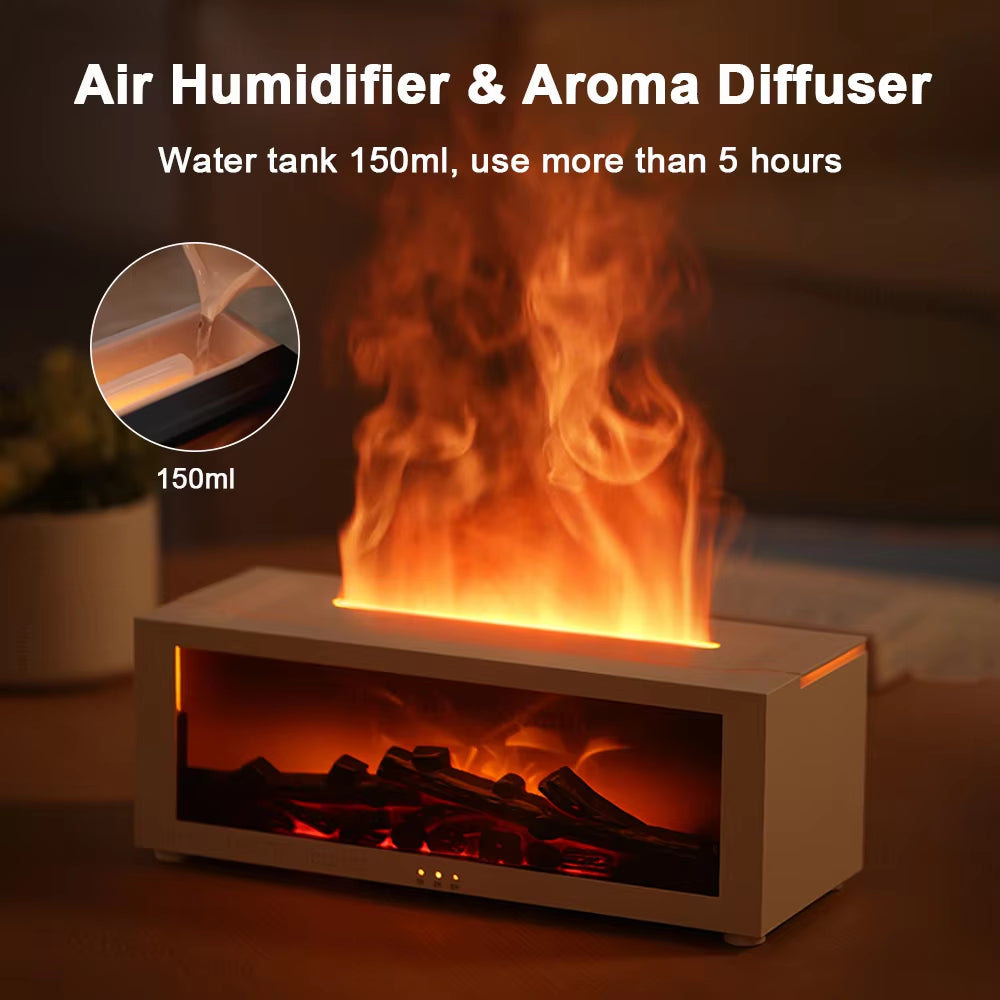 Air Humidifier Essential Oil Diffuser Flame Aroma Humidifier Home Room Fragrance Diffuser with Night Light Aromatherapy Diffuser